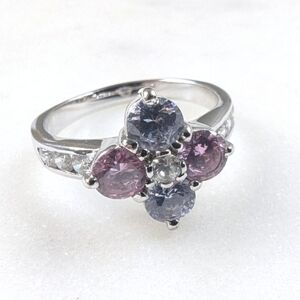 Cubic Zirconia Ring Pink & Purple Stones Size 8